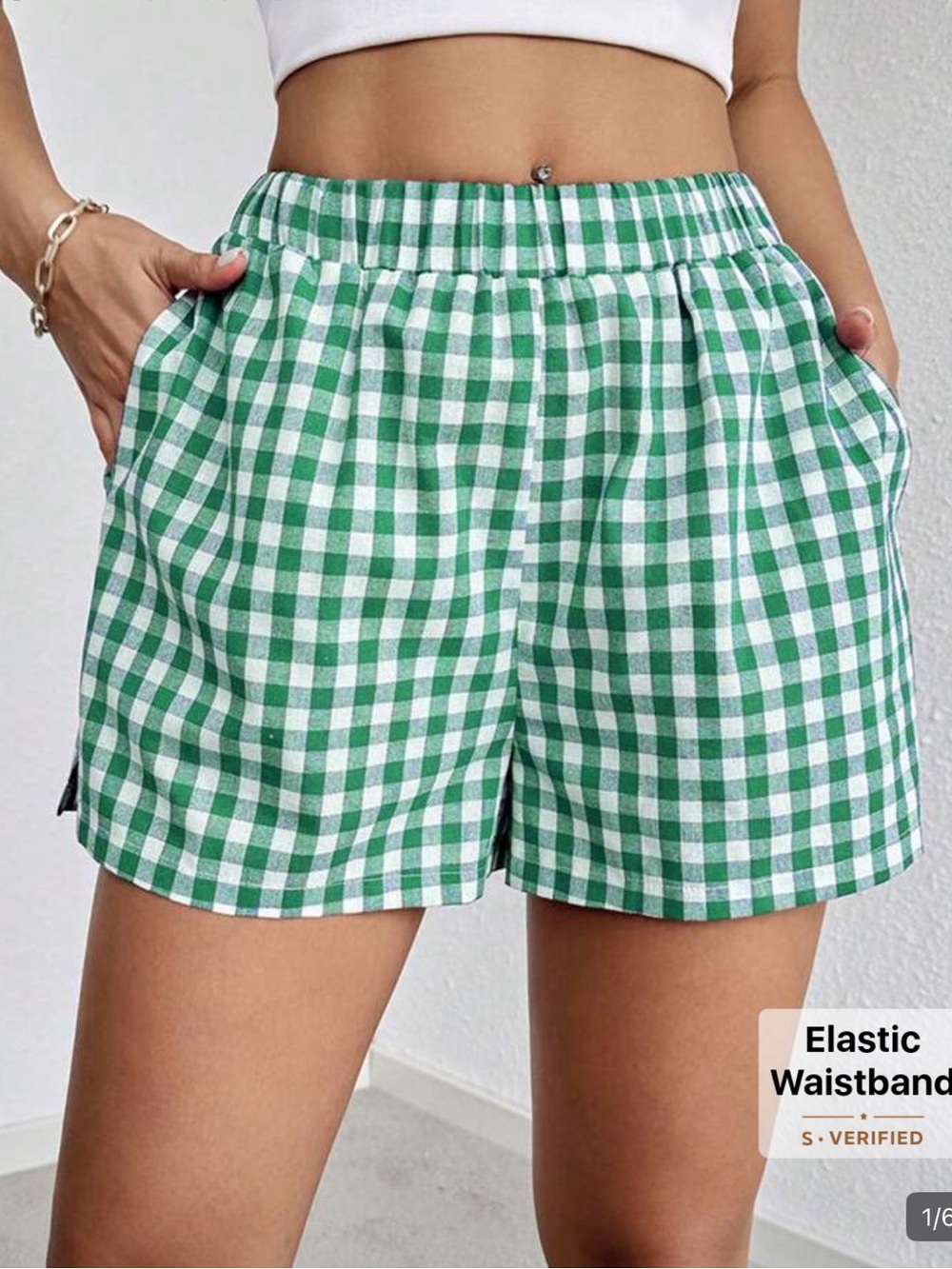 Women’s Gingham Elastic-Waist Shorts -boxer shorts